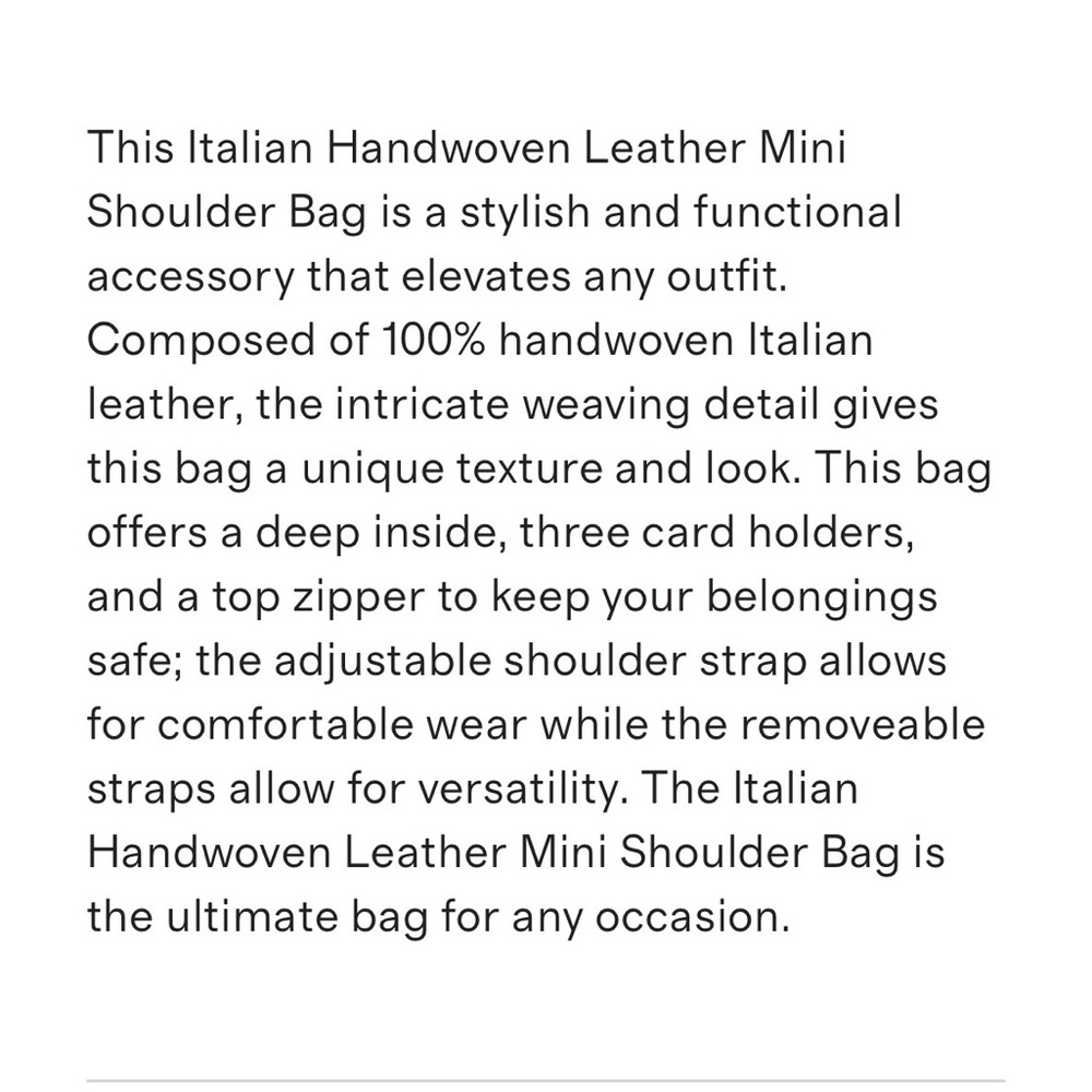 Quince Italian Handwoven Leather Mini Shoulder Bag - Picture 7 of 10